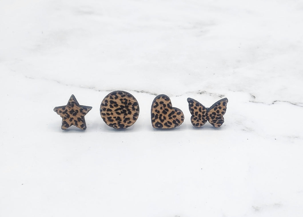 Leopard Wood Earrings